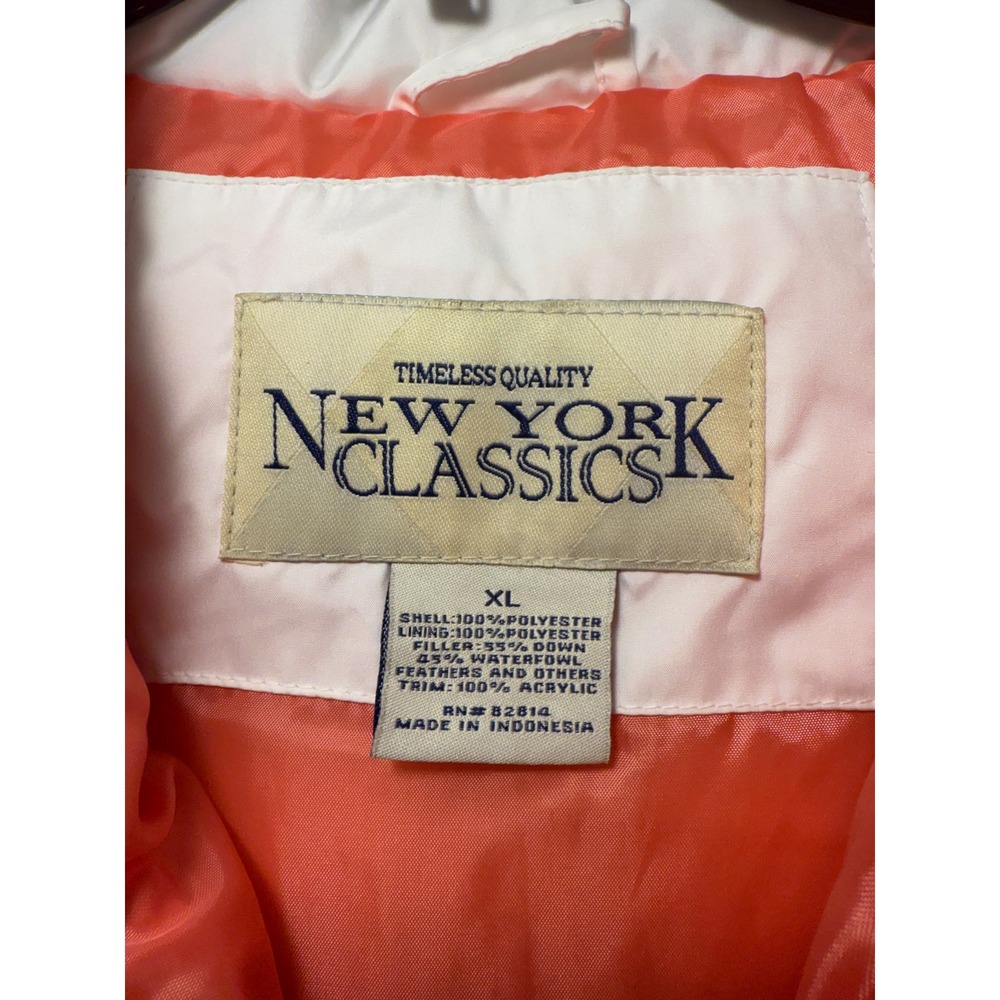 NEW YORK CLASSICS Womens Puffer Vest Jacket Coral Orange Lined Zip Up Size XL - Picture 2 of 6